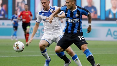 Lautaro Martínez fue titular en el Inter, pero no convirtió en la goleada. (AP Photo/Luca Bruno)