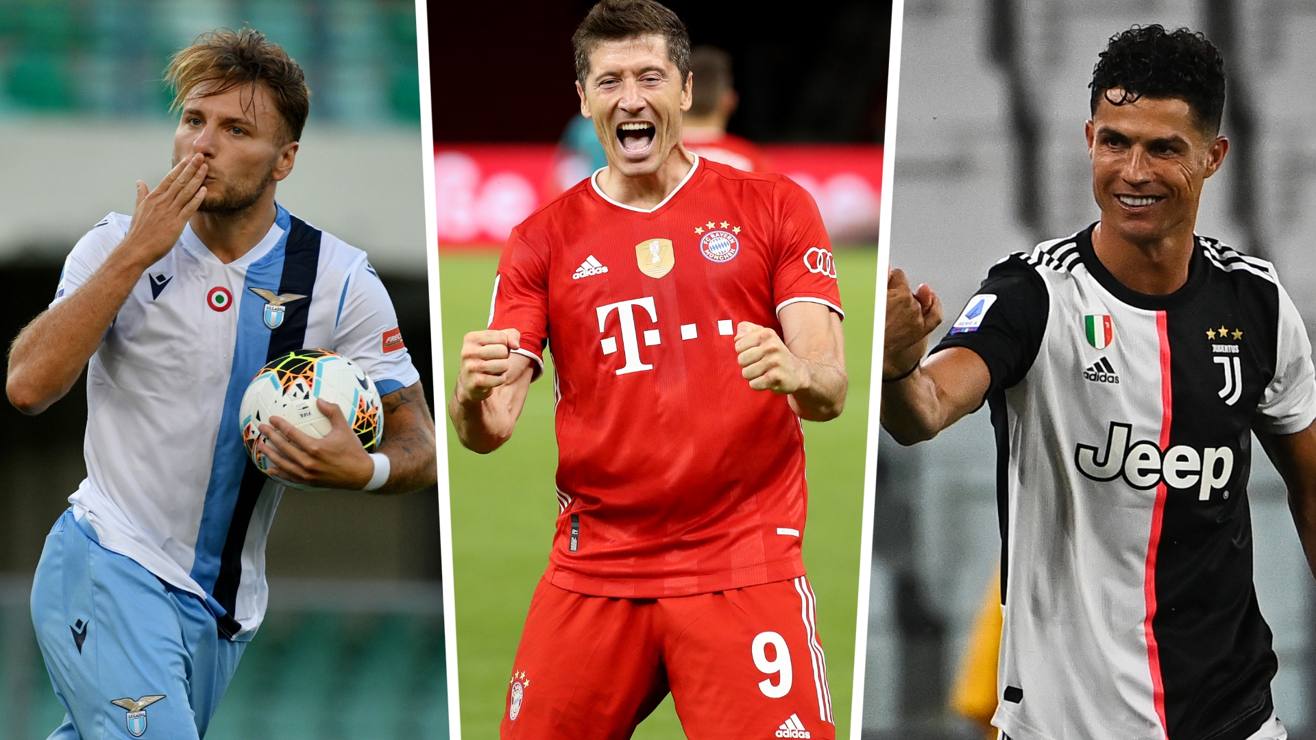 Ciro Immobile (Lazio), Robert Lewandowski (Bayern Munich) y Cristiano Ronaldo (Juventus). Uno de ellos se quedará con el Botín de Oro.