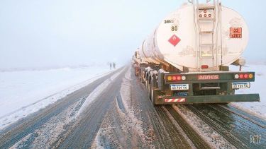 Los camiones detuvieron su marcha sobre el asfalto. (Gentileza).-