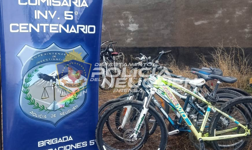 Algunas bicicletas recuperadas por la Policía de Neuquén. (Foto: Gentileza)
