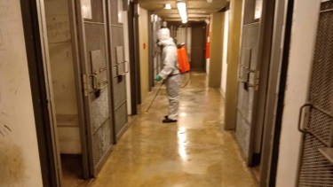 Los trabajos de desinfección comenzaron después del mediodía (Gentileza)