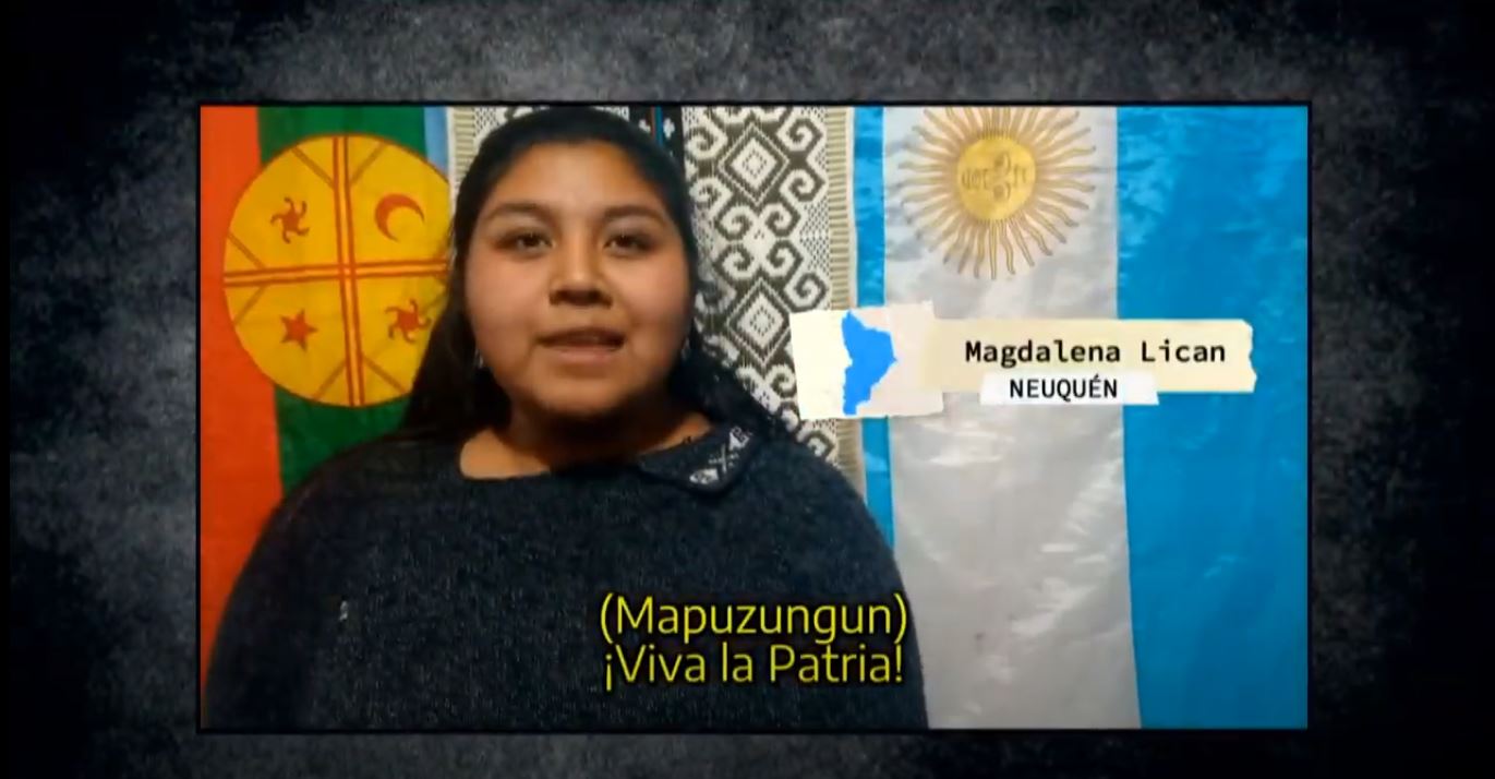 Magdalena Lican fue una de las jóvenes que participó de la lectura del acta de Independencia. (Captura).-
