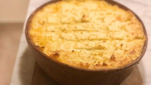 Pastel de merluza en el menú de hoy