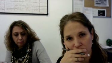 Fiscales Mauri y Titanti, a cargo de la investigación del homicidio de Plottier, en la audiencia de hoy. (Imagen Zoom)