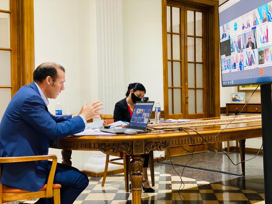 El gobernador indicó que a las 11.30 comenzaba la reunión del comité de emergencia para definir la nueva etapa de cuarentena. Foto: archivo Twitter OmarGutierrezOk