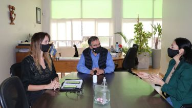 El intendente Javier Bertoldi y la secretaria de Gobierno Tanya Bertoldi se reunieron con la ministra de Salud Andrea Peve, y decidieron implementar el plan detectar en Centenario. (Foto: Gentileza)
