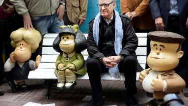 Fotografía de archivo del 29/09/2014  de Joaquín "Quino" Lavado, quien falleció hoy a los 88 años. Foto: Télam