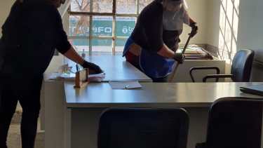 Hoy realizaron la desinfección (foto gentileza)