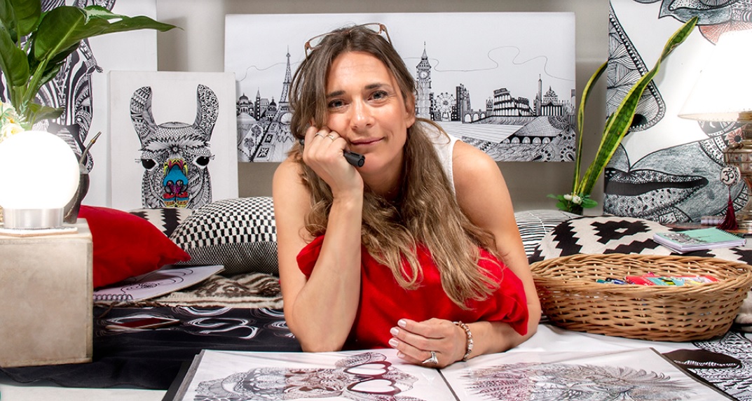 María Eugenia Llorente desarrolló el curso "Doodle Arts para liberar la mente" y lo realizó íntegramente en casa durante los meses de mayo y agosto.