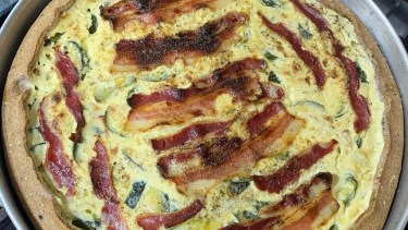 Tarta integral de zapallitos con panceta ahumada
