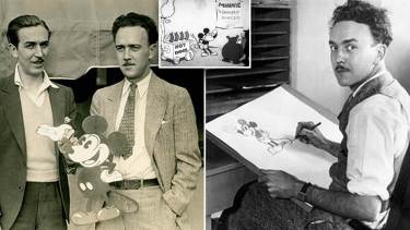 Walt Disney y Ub Iwerks, socios creativos y cocreadores del ratón Mickey.