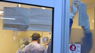 La sala Covid del Hospital Castro Rendón.  Foto: Florencia Salto