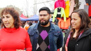 Angélica Lagunas, César Parra y Julieta Katcoff en la campaña del Fit (gentileza)