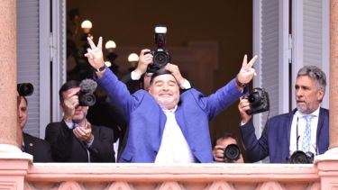Maradona durante su visita a la Casa Rosada en diciembre de 2019.