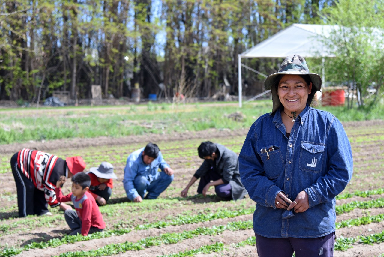 Margarita cultiva tres hectáreas con su pareja e hijos. Se autoabastecen y el resto lo venden en la feria de China Muerta. Foto: Florencia Salto. 