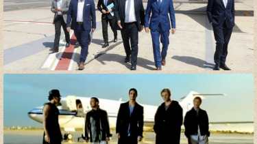 La foto que circula por Whatsapp comparando el glamoroso arribo del presidente Fernández.