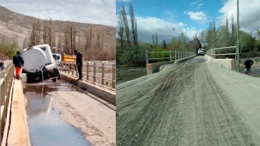 El camión impidió el tránsito vehicular. Foto: Radio Chos Malal102.1