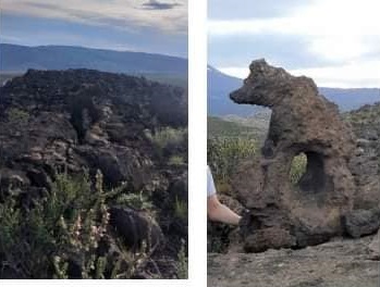 El oso de piedra que desapareció de un cerro de Buta Ranquil. (Foto: gentileza)