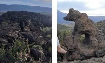 El oso de piedra que desapareció de un cerro de Buta Ranquil. (Foto: gentileza)