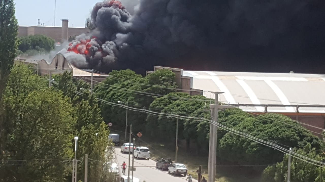 Se incendia un galpón de empaque en Neuquén. (Foto: Gentileza)