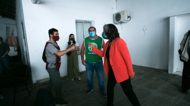 Carreras y los representantes de ATE previo a la reunión del pasado martes. Foto: Pablo Leguizamón.