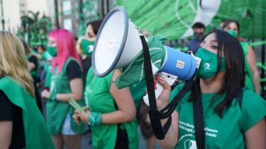 Las organizaciones se convocaron en las afueras del Congreso para manifestarse a favor de la ley.-