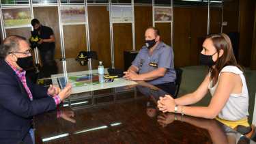 Orazi, Minor y Tellería analizaron instalar un destacamento policial en Regina. (Foto Néstor Salas)