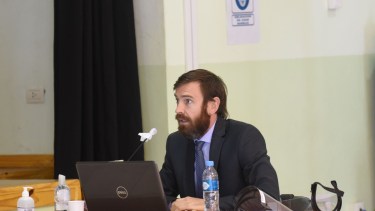 El fiscal José Nebbia inició la presentacion de casos y acusaciones. Hoy sigue (foto Florencia Salto)