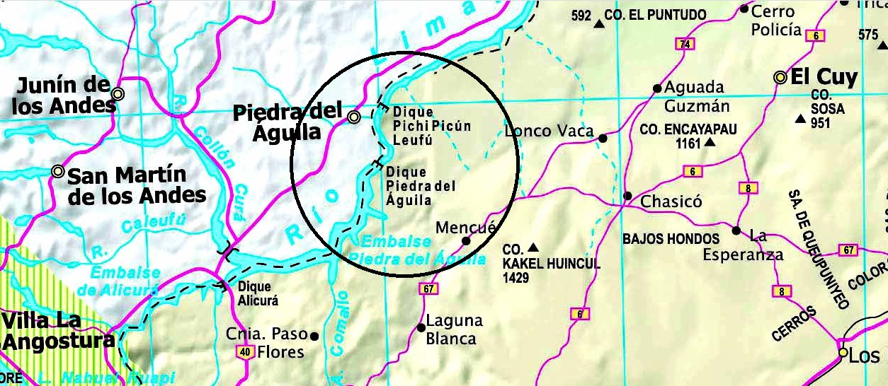 El camino une Mencué con Piedra Del Águila.  
