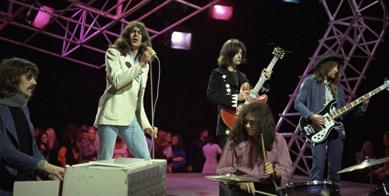 Deep Purple en escena, en 1972, durante la presentación del álbum "Machine Head".