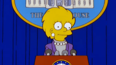 En un recordado episodio. Lisa Simpson llega a la presidencia de los Estados Unidos. 
