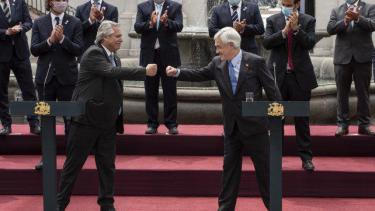 Ayer en el Palacio de la Moneda se encontraron los presidentes Alberto Fernández y Sebastián Piñeira. 
