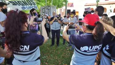 Scalesi fue el vocero principal en la marcha convocada por UPCN. Foto: Marcelo Ochoa.