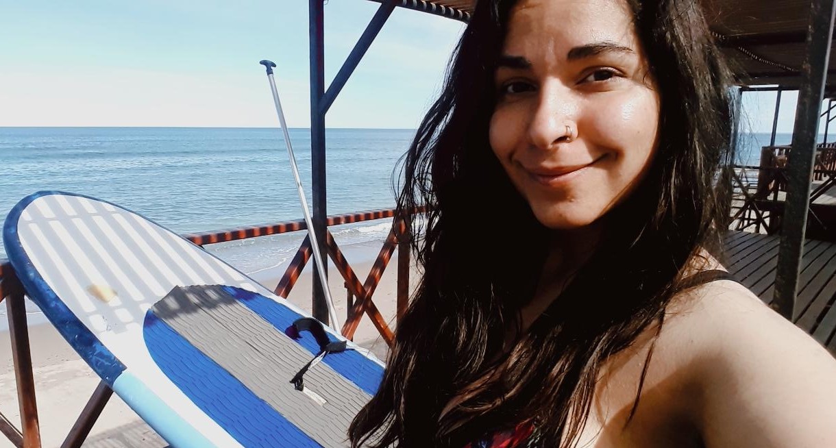 Agustina y su selfie en el golfo San Matías.