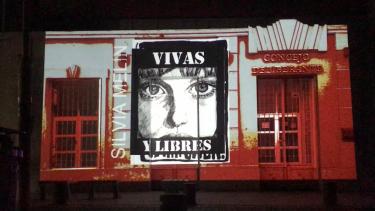 La expresión artistica se desarrolló durante la noche del 8M, en la fachada del Concejo Deliberante de Viedma con la técnica  mapping. 