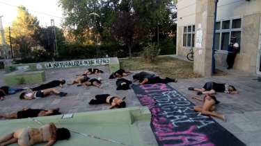 Se tiraron frente al Juzgado de Chos Malal por los femicidios y la "justicia ciega"