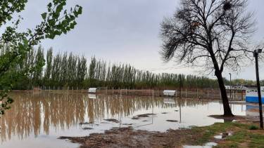 Así estaba ayer la cancha de Cimac, en General Roca. 