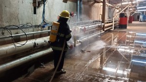 Bomberos de Centenario intervinieron en un galpón por una fuga de amoníaco en Vista Alegre