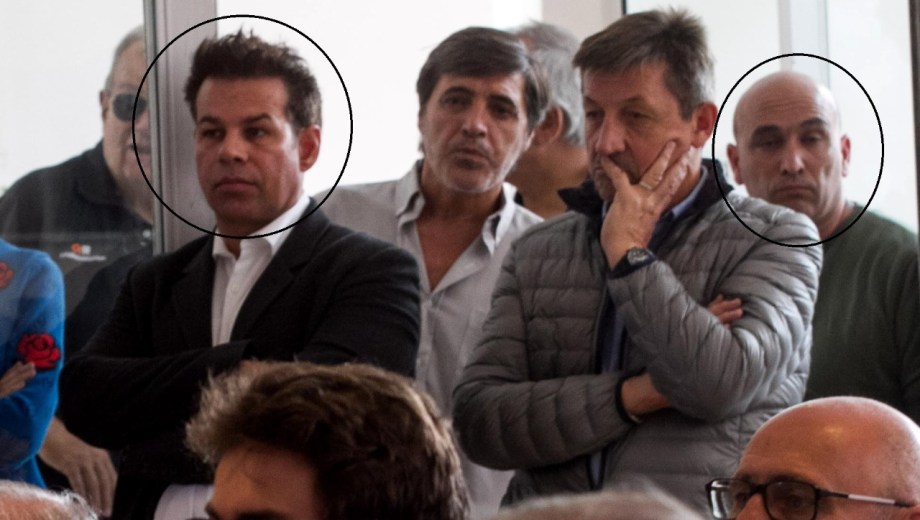 Fred Machado y Claudio Ciccarelli (atrás a la derecha) en la presentación de Espert en Viedma, a mediados de abril del 2019.