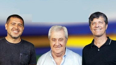 Riquelme, Ameal y Pergolini en tiempos de campaña, cuando todo era armonía en Boca.  