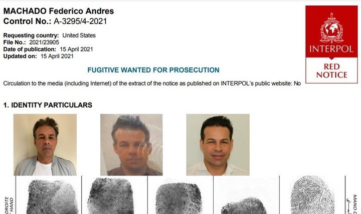 Un alerta roja de Interpol que definió la detención de Machado en Neuquén meses atrás y sigue preso en Bariloche. Archivo