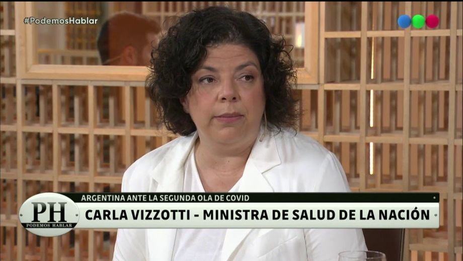 Vizzotti dijo que "el propio presidente se enoja" por la falta de vacunas, cuya entrega está demorada a nivel mundial.