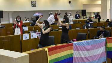 El 13 de agosto de 2020 el Deliberante capitalino sancionó la norma. Las organizaciones siguieron en el recinto la votación y celebraron. Foto Florencia Salto.