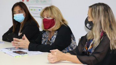 Iberó de Salud, Tracchia de Educación y Schieroni de UnTER, encabezaron esta primera reunión. Foto Gentileza: Secretaría de Comunicación de RN. 