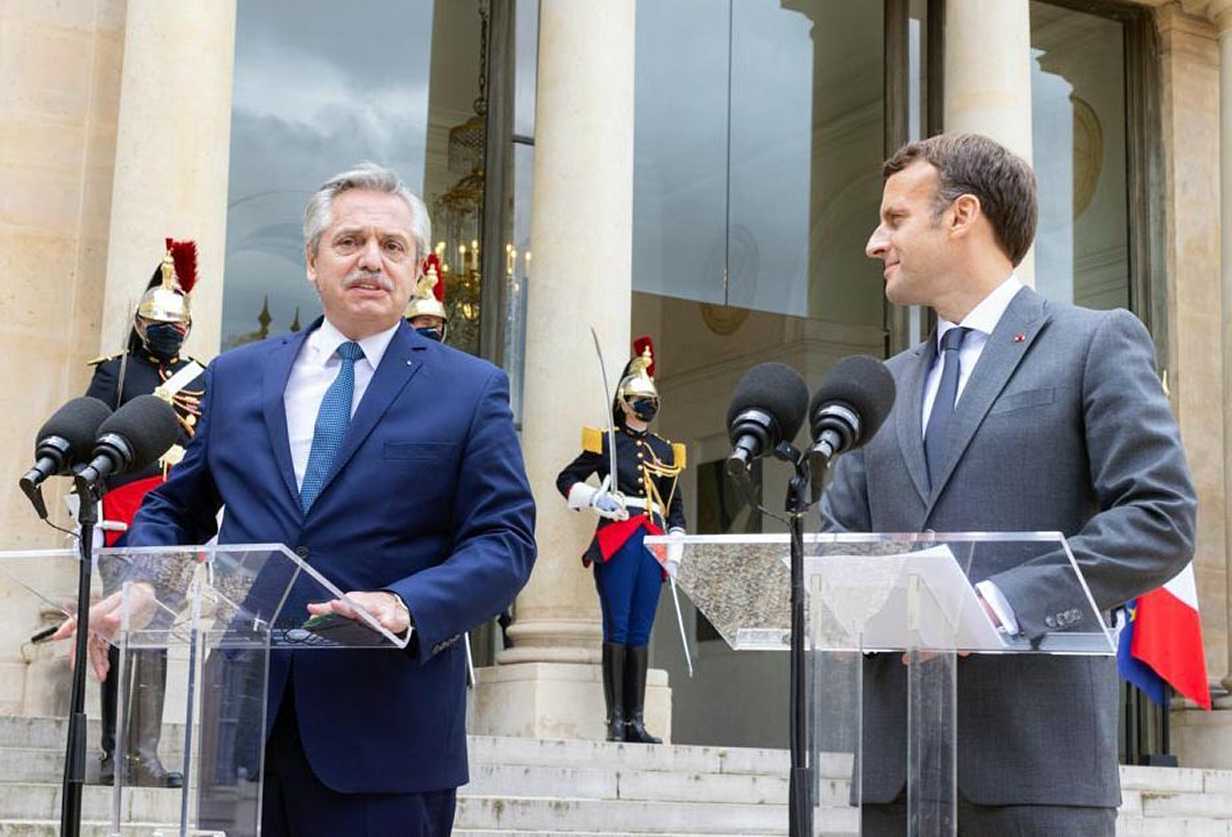 Macron a Fernández, sobre la renegociación de la deuda: "Francia está de su lado". Foto: Télam