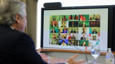 El presidente Alberto Fernández advirtió hoy que "la grave desigualdad en el acceso a medicamentos y vacunas representa un hecho injusto, sumamente inmoral y contrario a los intereses de toda la comunidad internacional". Foto Presidencia. 