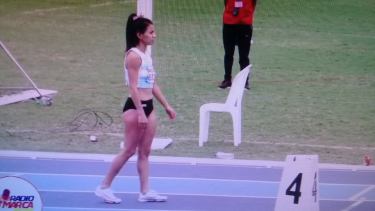 Martina durante la competencia de hoy. Foto: captura de pantalla. 