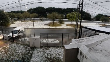 Una de las postales que se publicaron en Twitter por la nevada en Córdoba. 