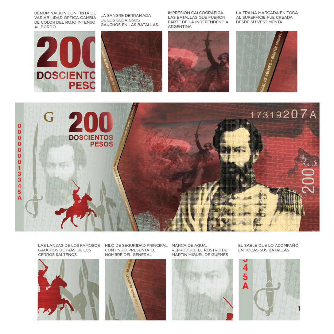 Se filtró el diseño del billete de $200 en homenaje a Güemes.