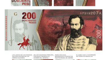 Se filtró el diseño del billete de $200 en homenaje a Güemes.